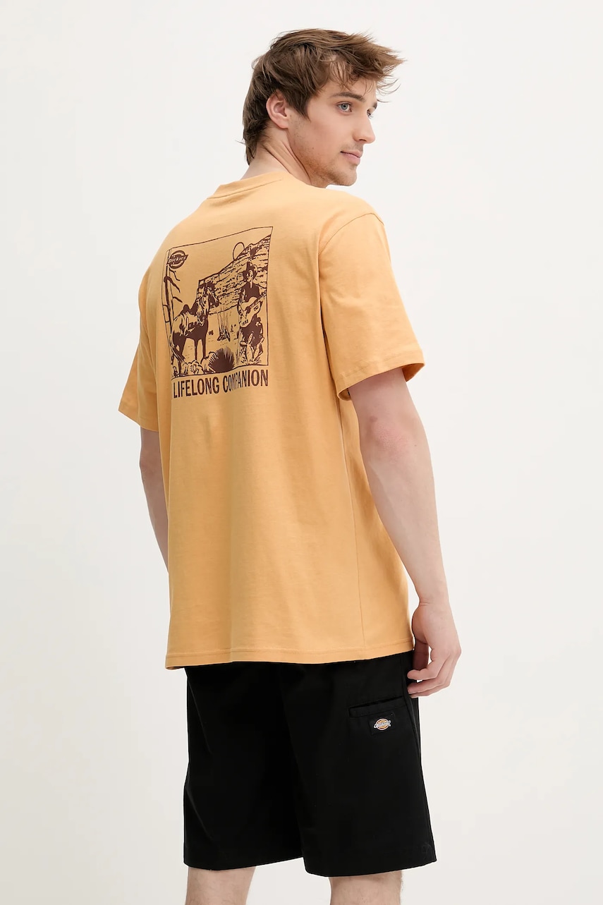 Dickies tricou din bumbac culoarea galben, cu imprimeu, DK0A4Z98K411