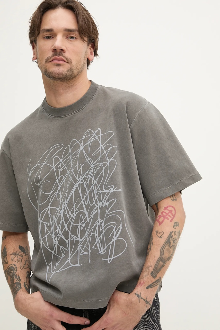 CAMPERLAB tricou din bumbac barbati, culoarea gri, cu imprimeu, AU00020.001