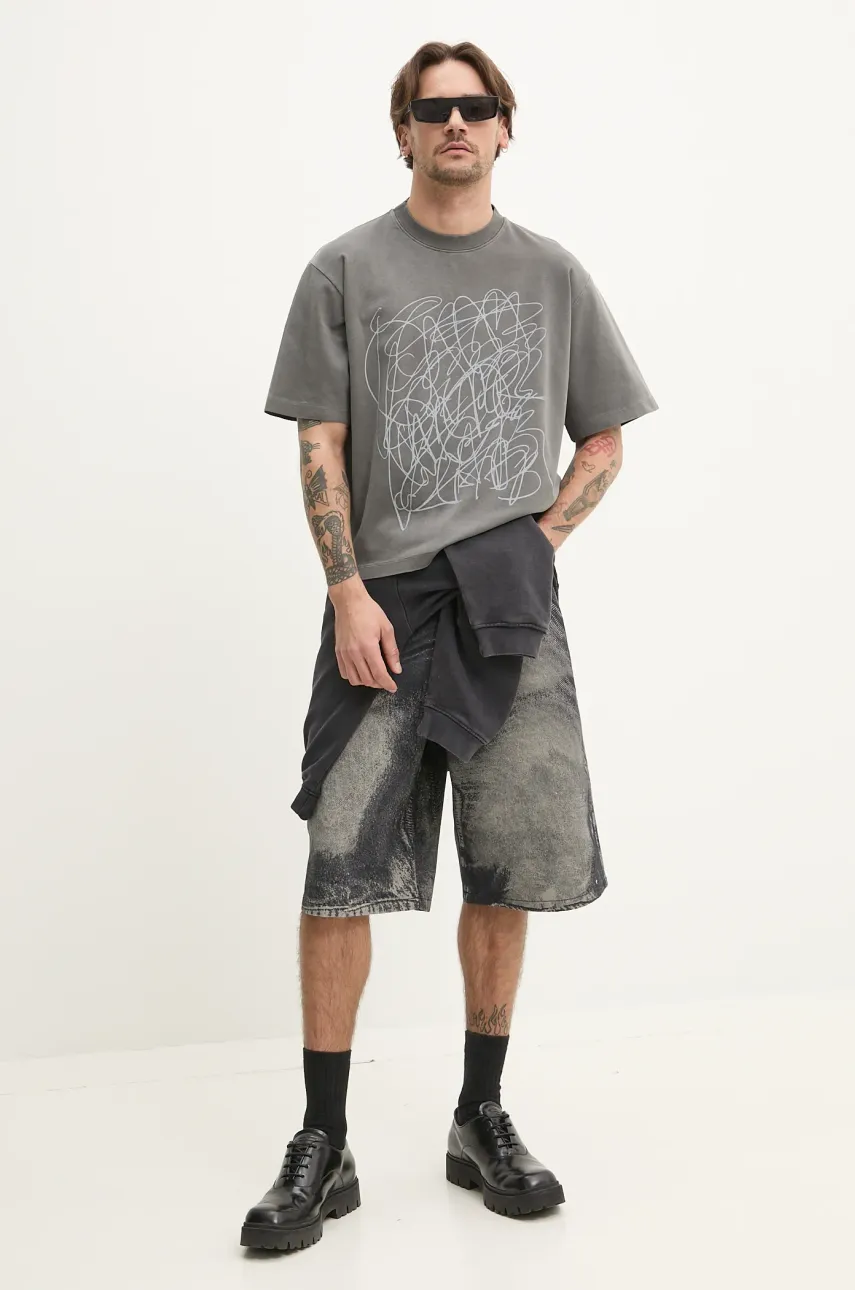 Хлопковая футболка CAMPERLAB мужская цвет серый с принтом AU00020.001 Хлопковая футболка CAMPERLAB мужская цвет серый с принтом AU00020.001