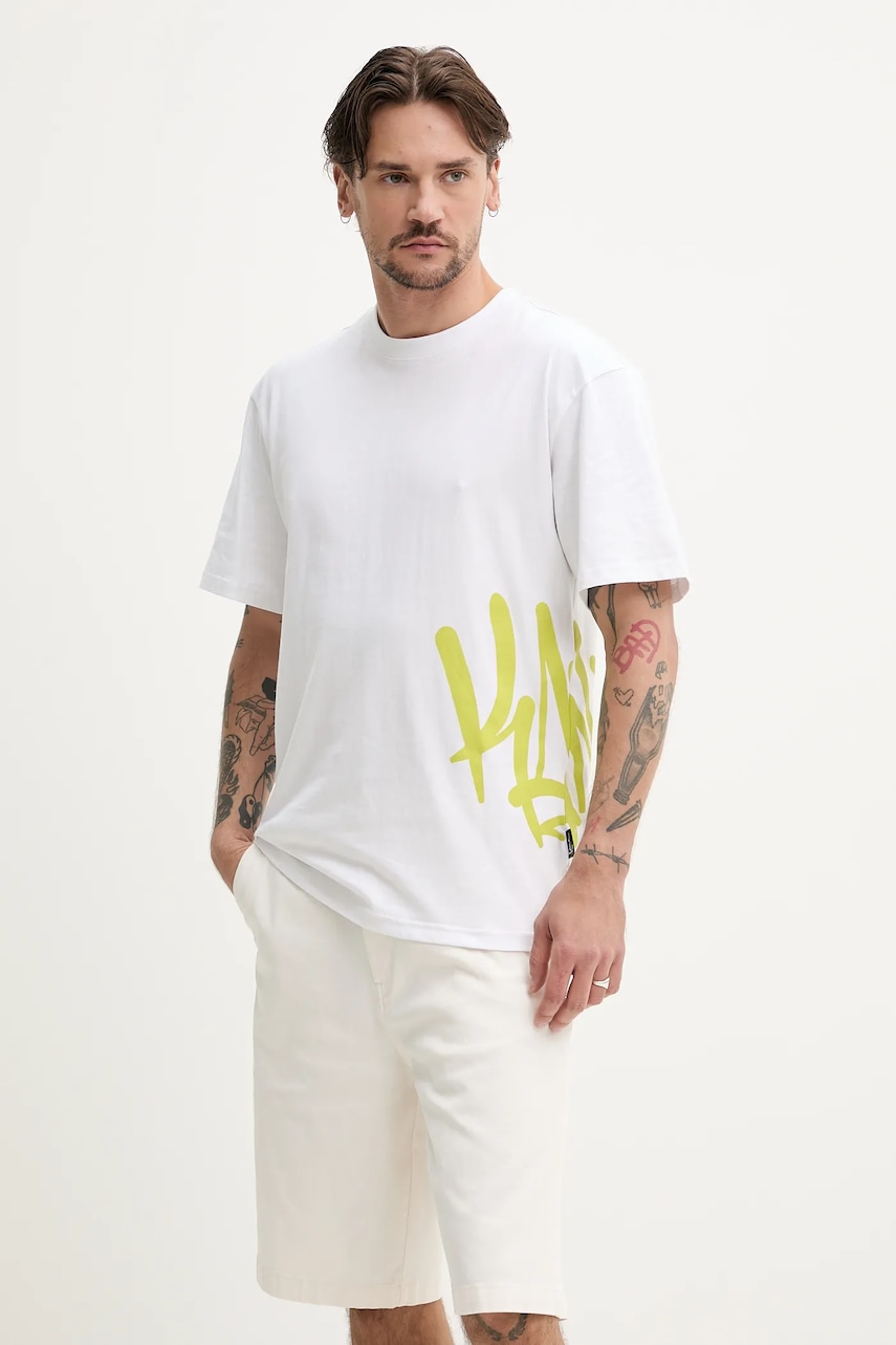 Karl Kani tricou din bumbac bărbați, culoarea alb, cu imprimeu, 60300330 Karl Kani tricou din bumbac bărbați, culoarea alb, cu imprimeu, 60300330
