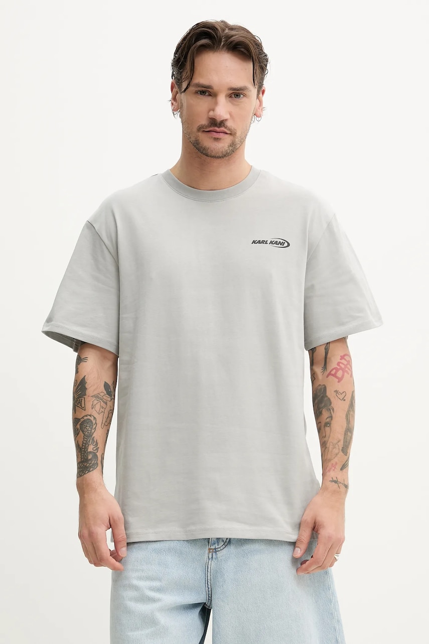 Karl Kani tricou din bumbac barbati, culoarea gri, cu imprimeu, 60300348 Karl Kani tricou din bumbac barbati, culoarea gri, cu imprimeu, 60300348