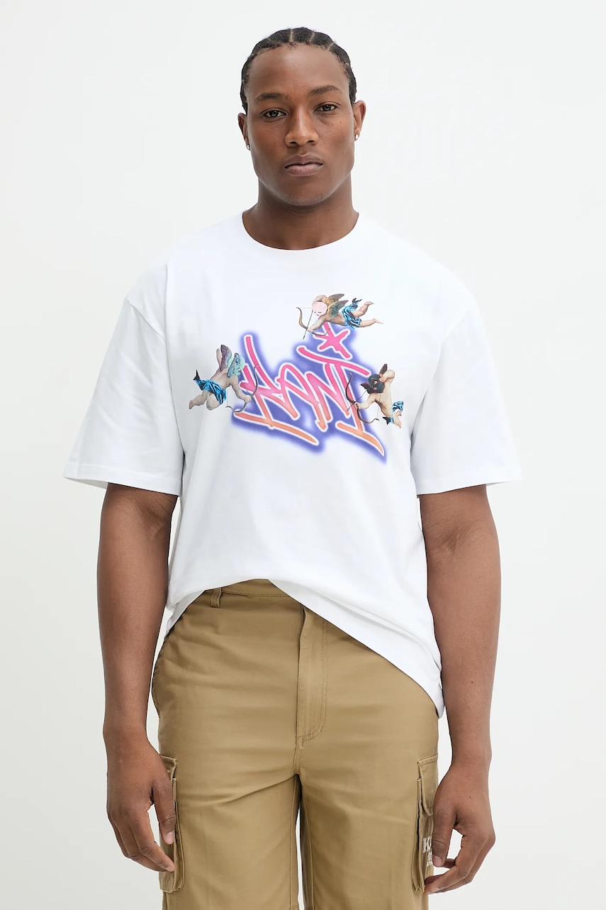 Karl Kani tricou din bumbac bărbați, culoarea alb, cu imprimeu, 60300350 Karl Kani tricou din bumbac bărbați, culoarea alb, cu imprimeu, 60300350