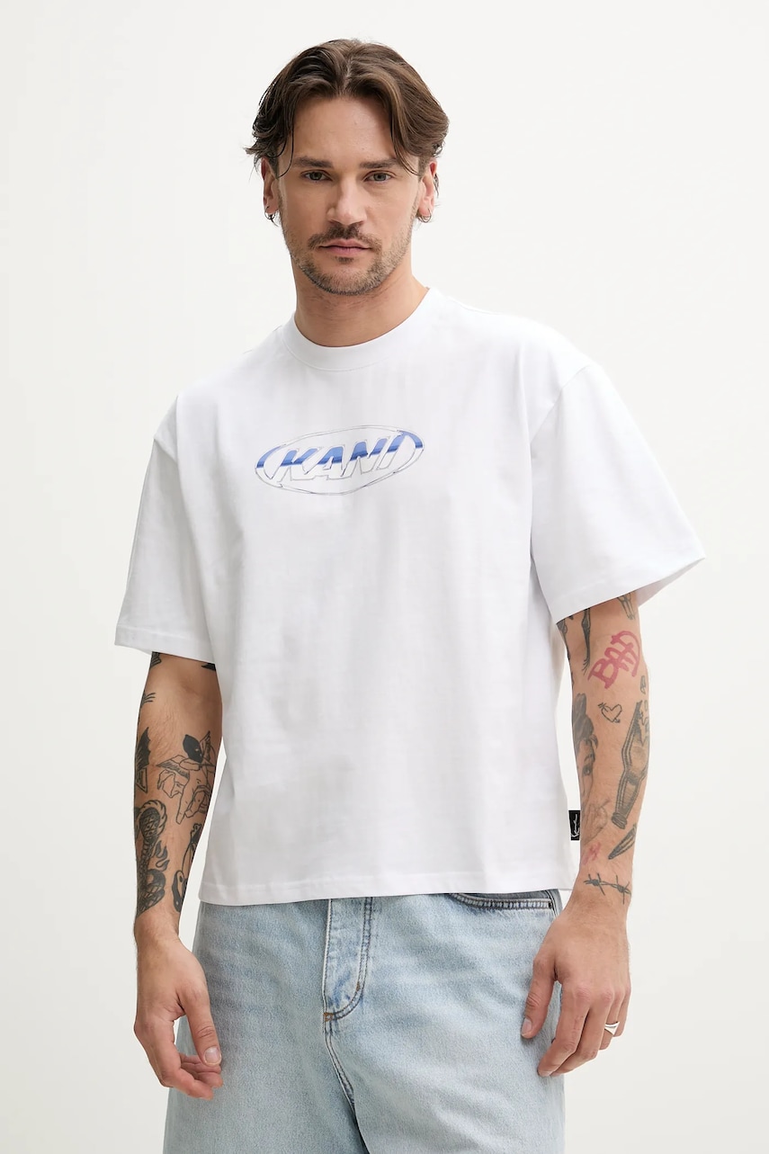 Karl Kani tricou din bumbac bărbați, culoarea alb, cu imprimeu, 60300356 Karl Kani tricou din bumbac bărbați, culoarea alb, cu imprimeu, 60300356