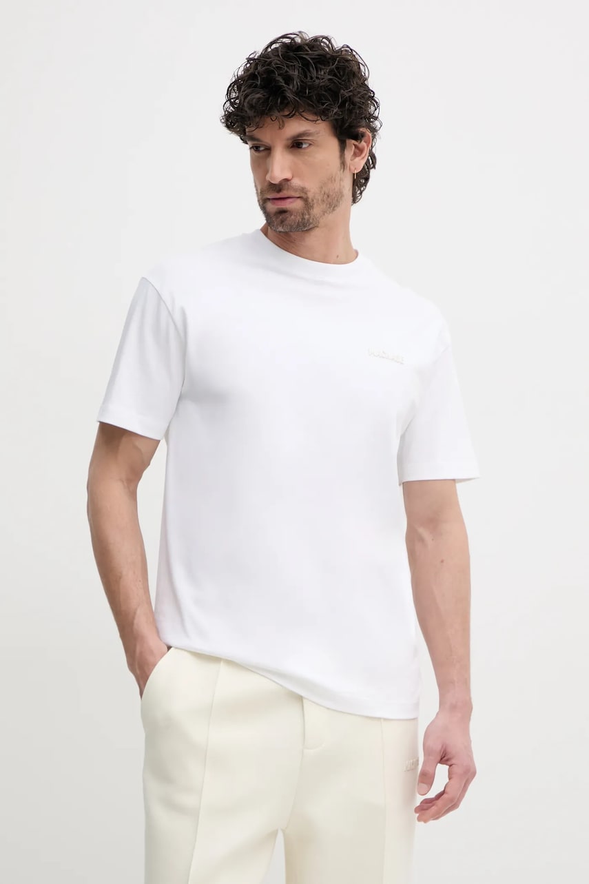 MACKAGE tricou din bumbac barbati, culoarea alb, neted, TEE.R