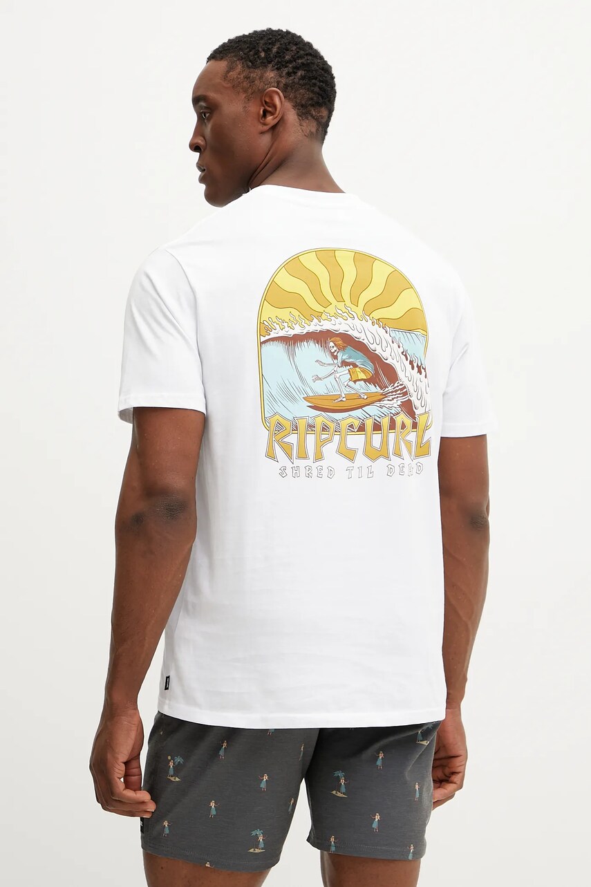 Levně Bavlněné tričko Rip Curl bílá barva, s potiskem, 0OEMTE