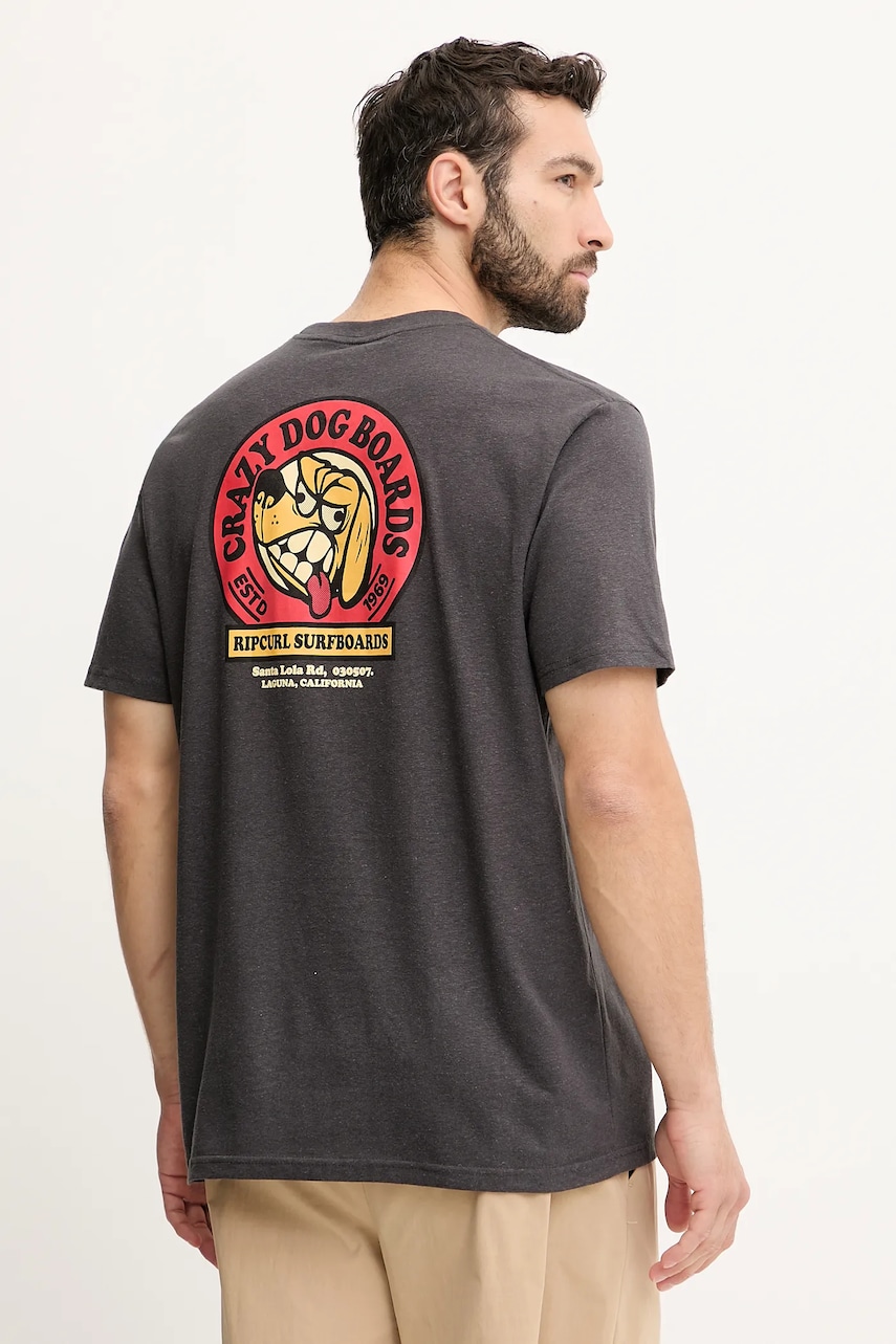 Rip Curl tricou SHAPER ADDRESS bărbați, culoarea negru, cu imprimeu, 0Q7MTE