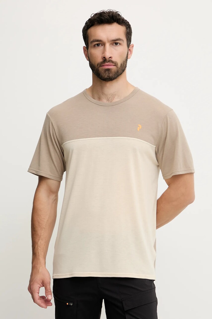 Peak Performance tricou sport culoarea bej, cu imprimeu, G80177