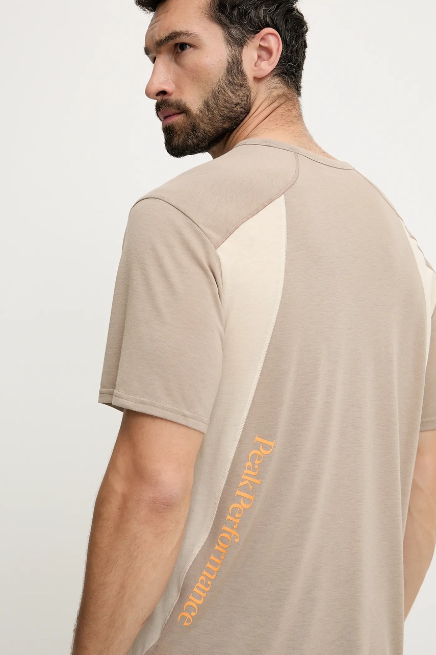 Αθλητικό μπλουζάκι Peak Performance χρώμα: μπεζ, G80177 φωτογραφία