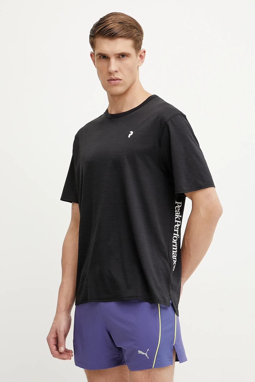 Peak Performance tricou sport Trail culoarea negru, cu imprimeu, G79467