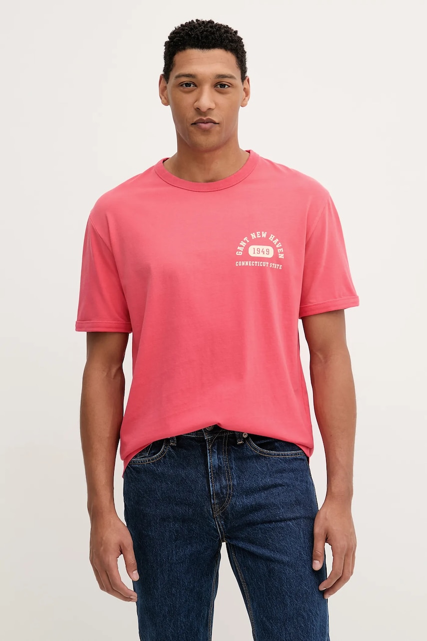 Gant tricou din bumbac culoarea roz, cu imprimeu, 2003314