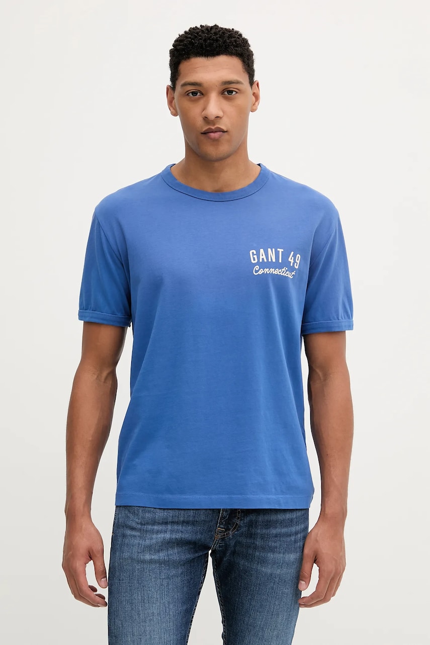 Gant tricou din bumbac culoarea violet, cu imprimeu, 2003314