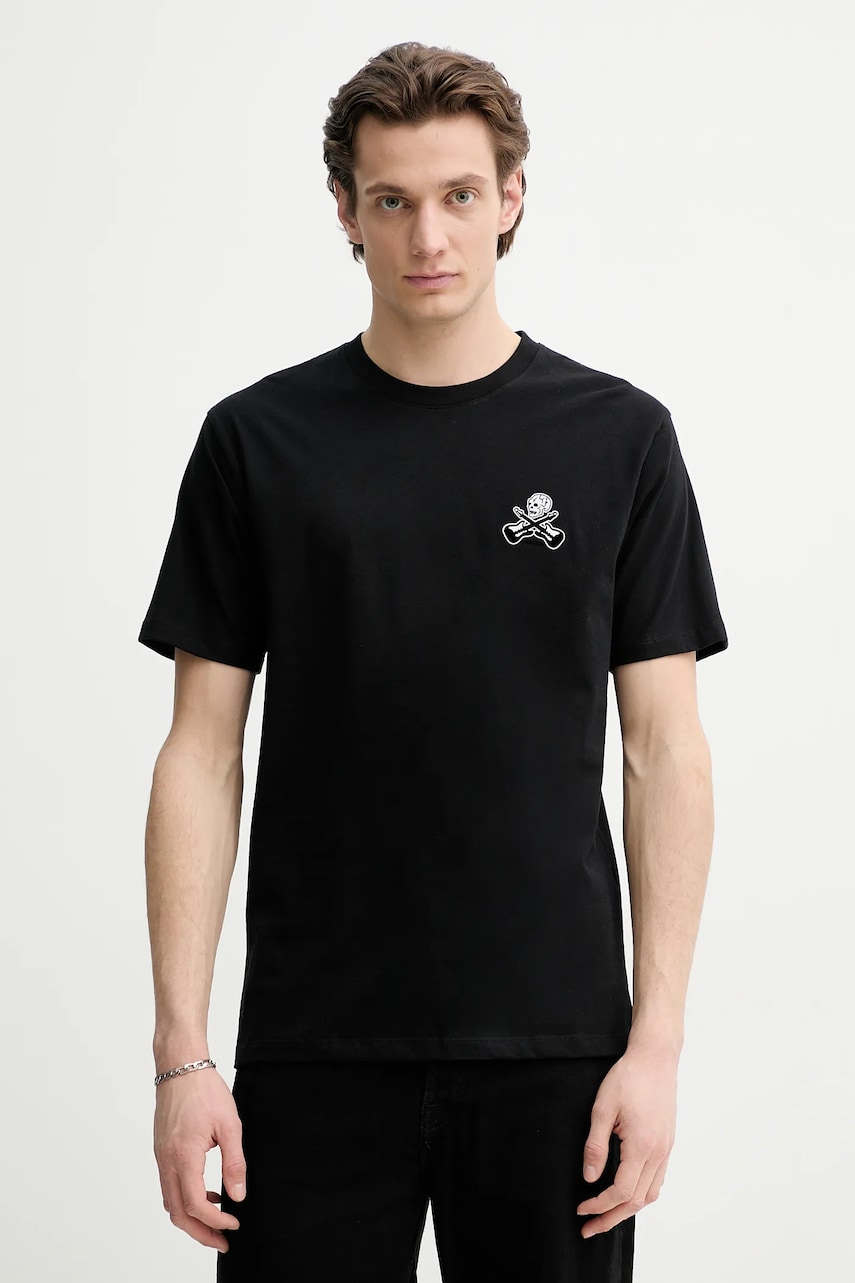 The Kooples tricou din bumbac barbati, culoarea negru, cu imprimeu, HTSC30029K