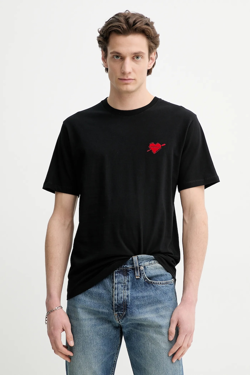 The Kooples tricou din bumbac barbati, culoarea negru, cu imprimeu, HTSC30036K
