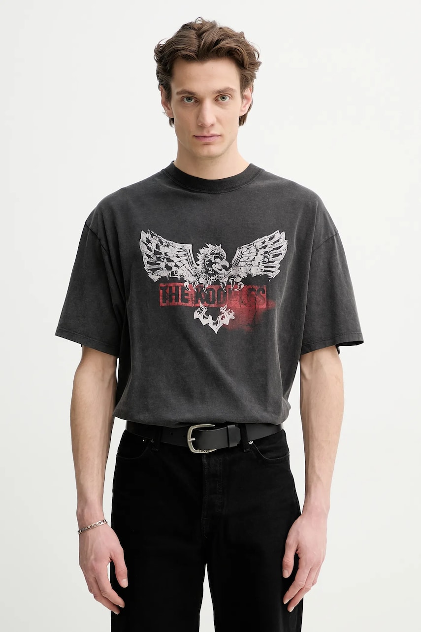 The Kooples tricou din bumbac barbati, culoarea gri, cu imprimeu, HTSC30005K The Kooples tricou din bumbac barbati, culoarea gri, cu imprimeu, HTSC30005K