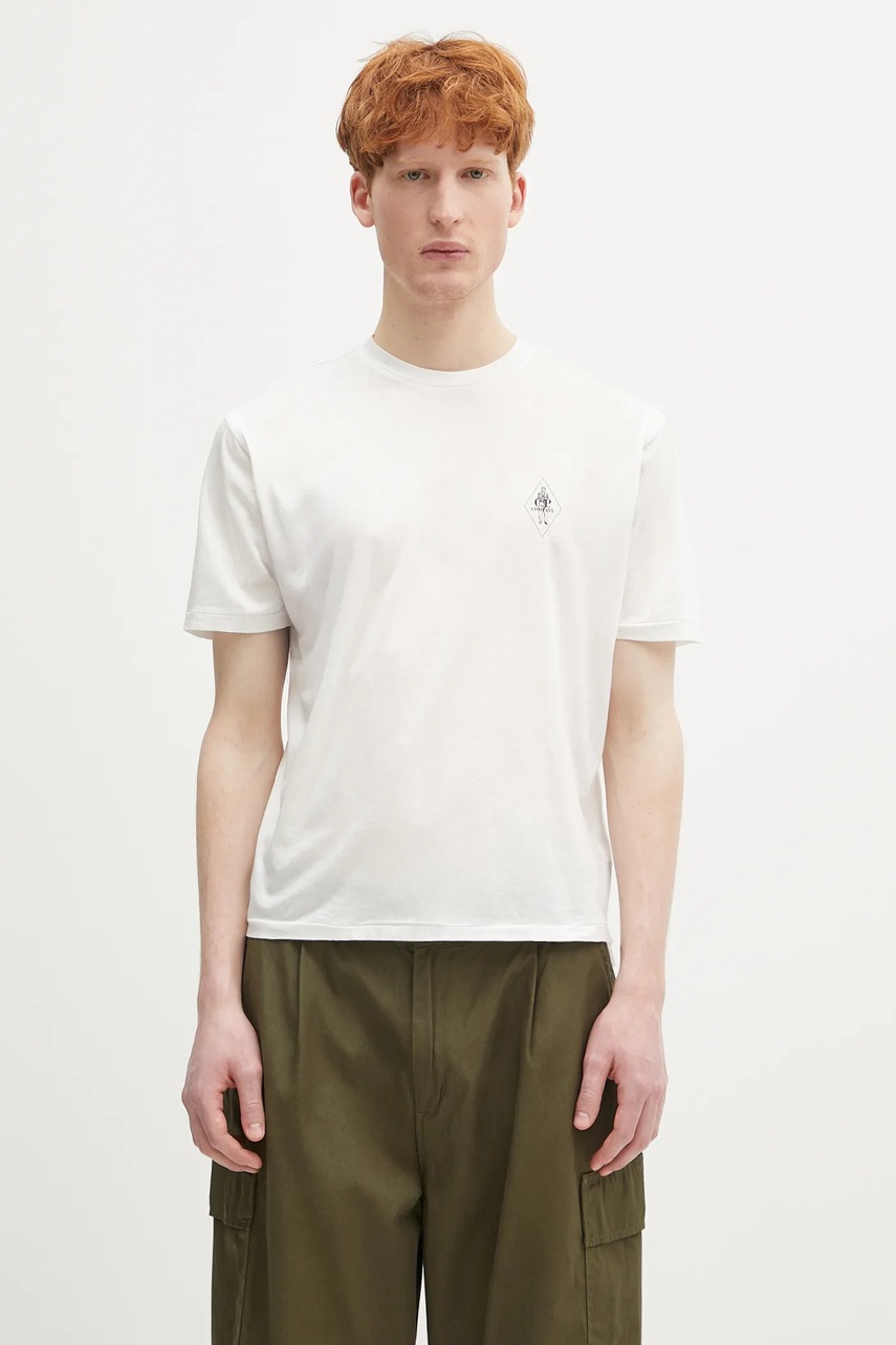 C.P. Company Βαμβακερό μπλουζάκι C.P. Company ανδρικά, χρώμα: άσπρο, 18CMTS256A110302W