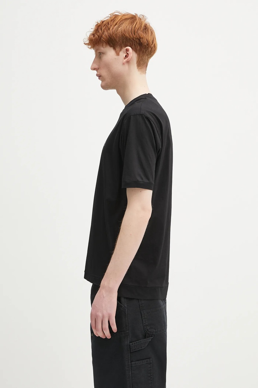Хлопковая футболка цвет чёрный однотонная 18CMTS256A110302W