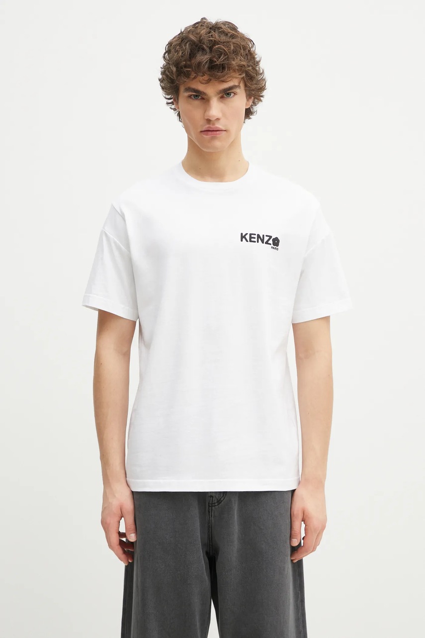 Kenzo tricou din bumbac Boke Flower 2.0 bărbați, culoarea alb, cu imprimeu, FF55TS4894SG.01