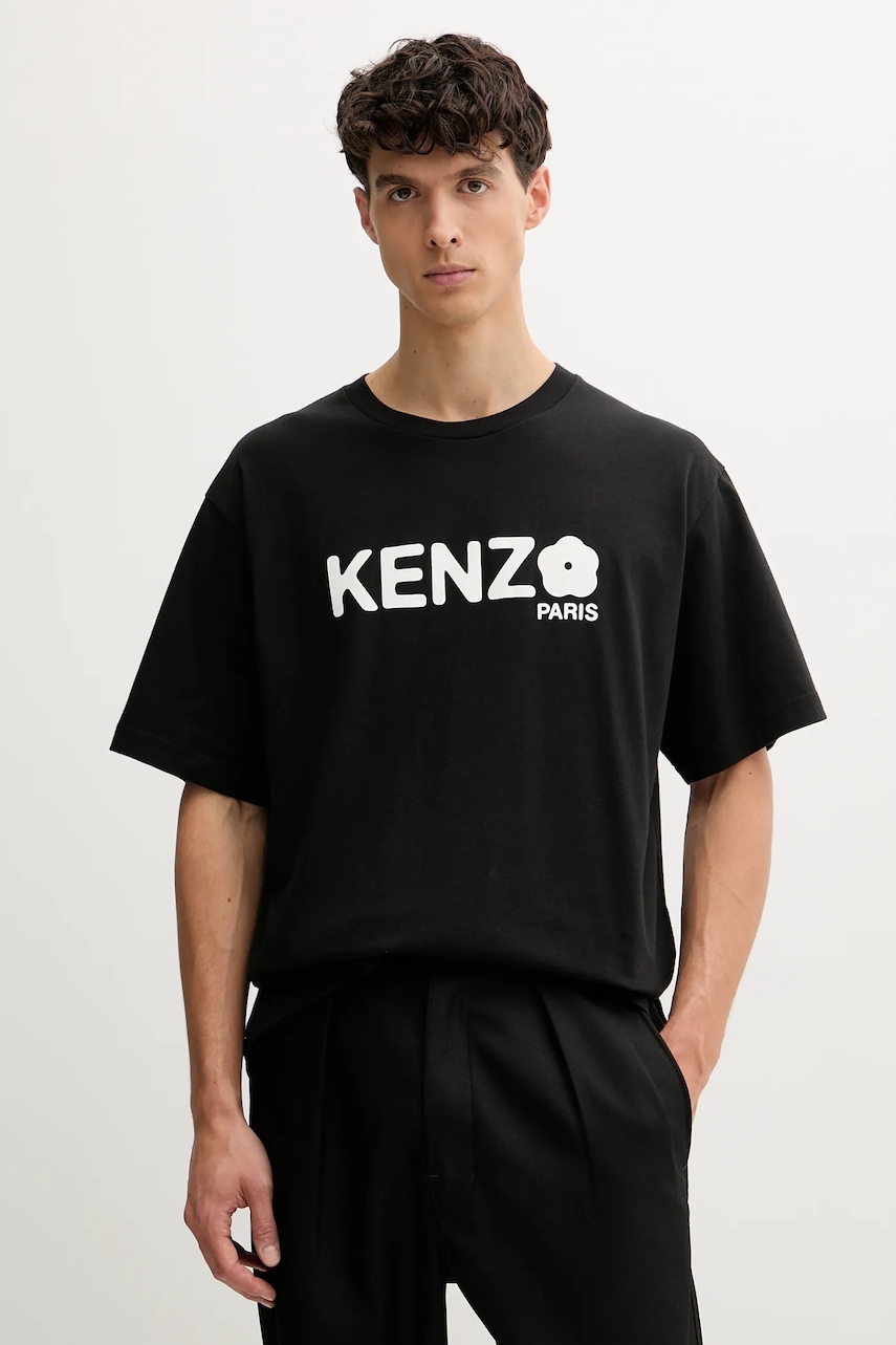 Kenzo tricou din bumbac Boke Flower 2.0 barbati, culoarea negru, cu imprimeu, FF55TS4914SG.99J