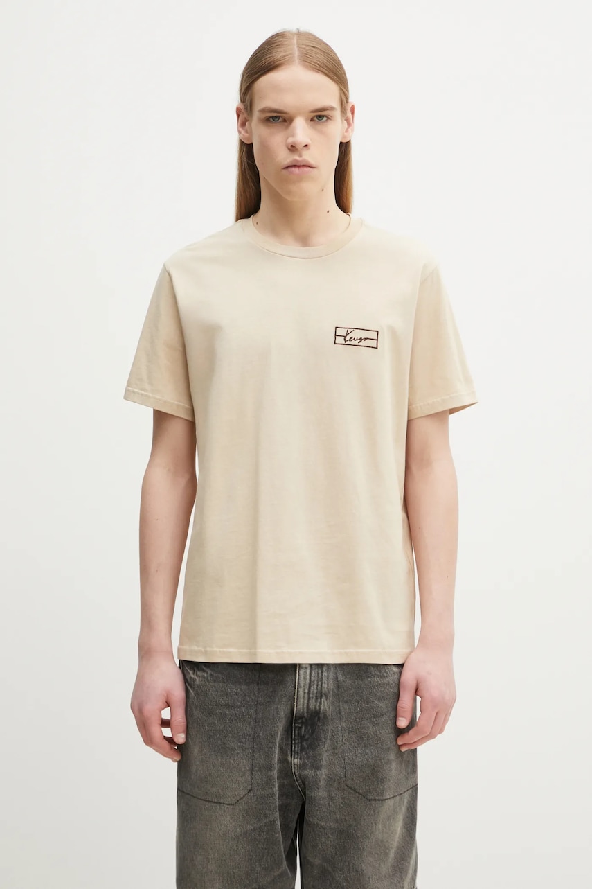 Kenzo tricou din bumbac barbati, culoarea bej, cu imprimeu, FF55TS5254SO.11