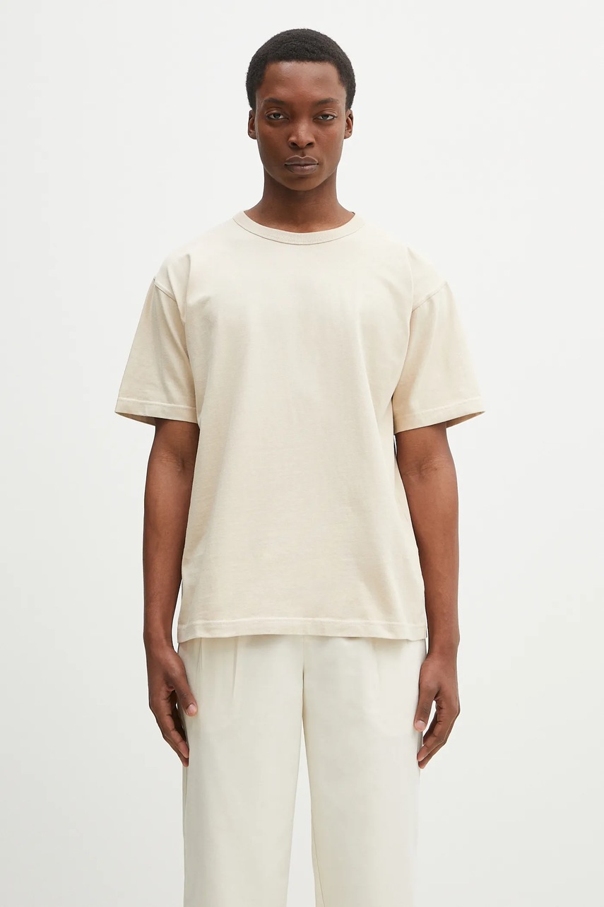 Bavlněné tričko Norse Projects Simon Heavy T-shirt béžová barva, N01.0687.2064