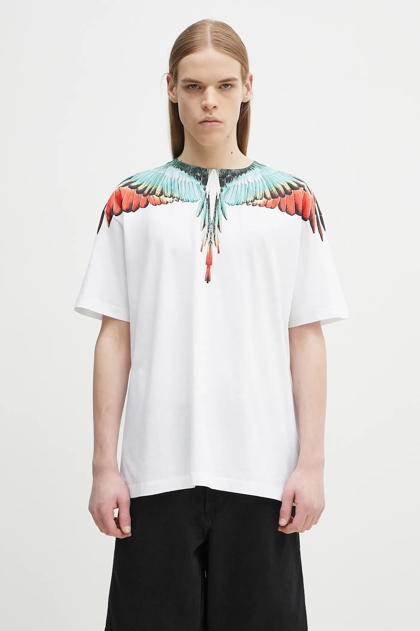 Bavlněné tričko Marcelo Burlon Icon Wings Basic T-Shirt White Multicolo bílá barva, s potiskem, CMAA056S25JER0010184