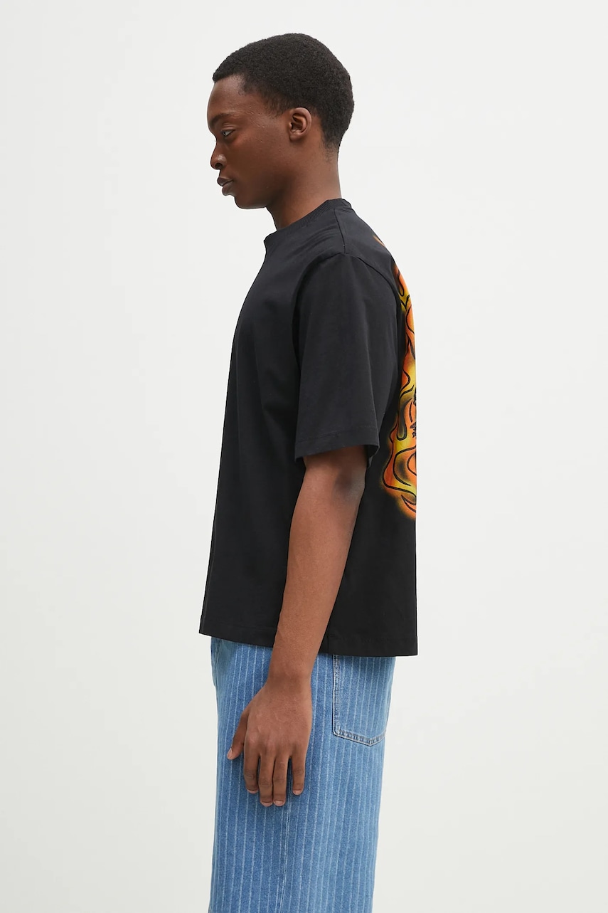 Хлопковая футболка Marcelo Burlon County Flame Boxy T-Shirt Black Red мужская цвет чёрный с принтом CMAA05AS25JER0071025 Хлопковая футболка Marcelo Burlon County Flame Boxy T-Shirt Black Red мужская цвет чёрный с принтом CMAA05AS25JER0071025