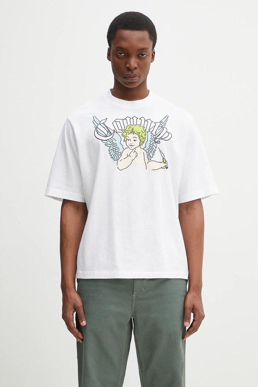 Marcelo Burlon tricou din bumbac County Angel Boxy T-Shirt White Multicol bărbați, culoarea alb, cu imprimeu, CMAA05AS25JER0020184