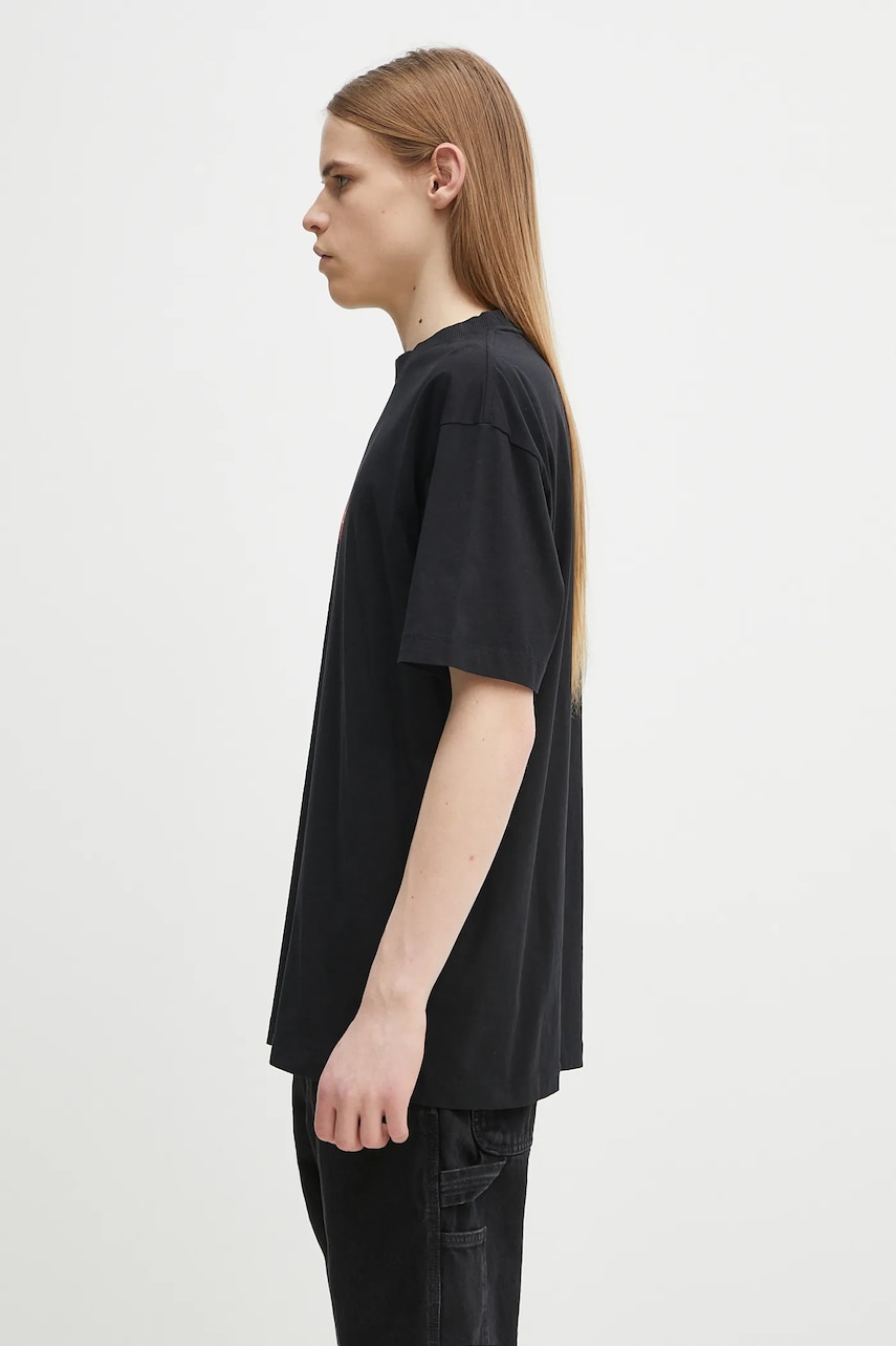 Хлопковая футболка Marcelo Burlon Bunny Heart Basic T-Shirt Black Red мужская цвет чёрный с принтом CMAA056S25JER0051025 Хлопковая футболка Marcelo Burlon Bunny Heart Basic T-Shirt Black Red мужская цвет чёрный с принтом CMAA056S25JER0051025