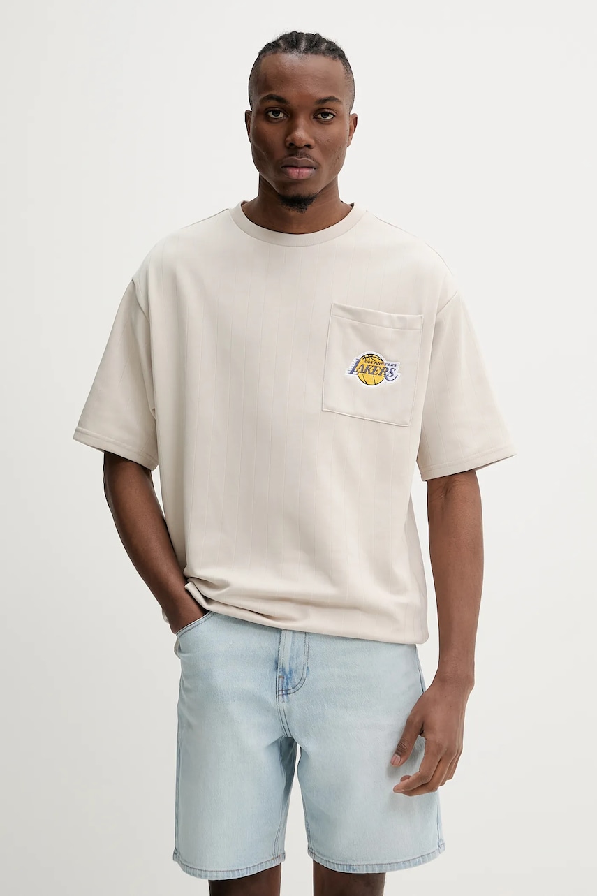 New Era tricou barbati, culoarea bej, uni, 60596444