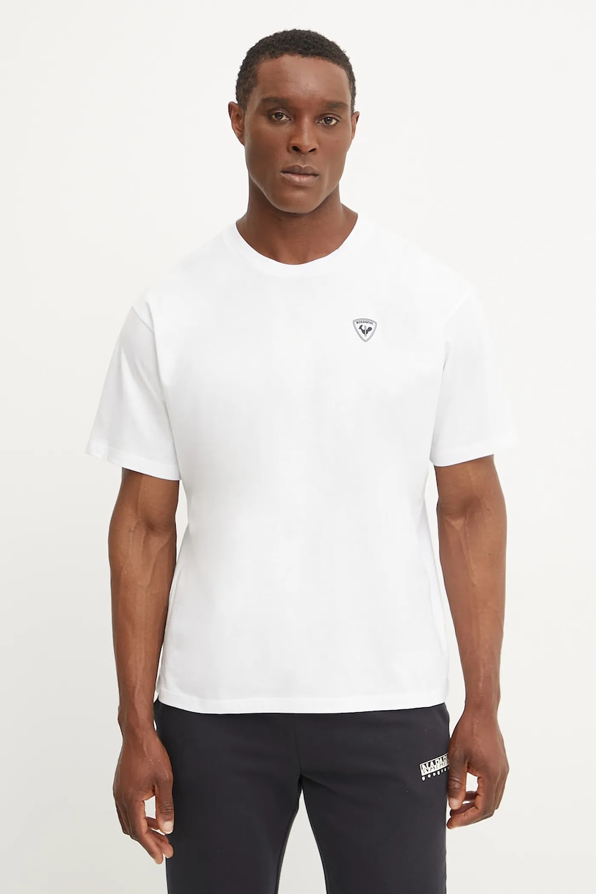 Rossignol tricou din bumbac Traye bărbați, culoarea alb, cu imprimeu, RLNMY20 Rossignol tricou din bumbac Traye bărbați, culoarea alb, cu imprimeu, RLNMY20