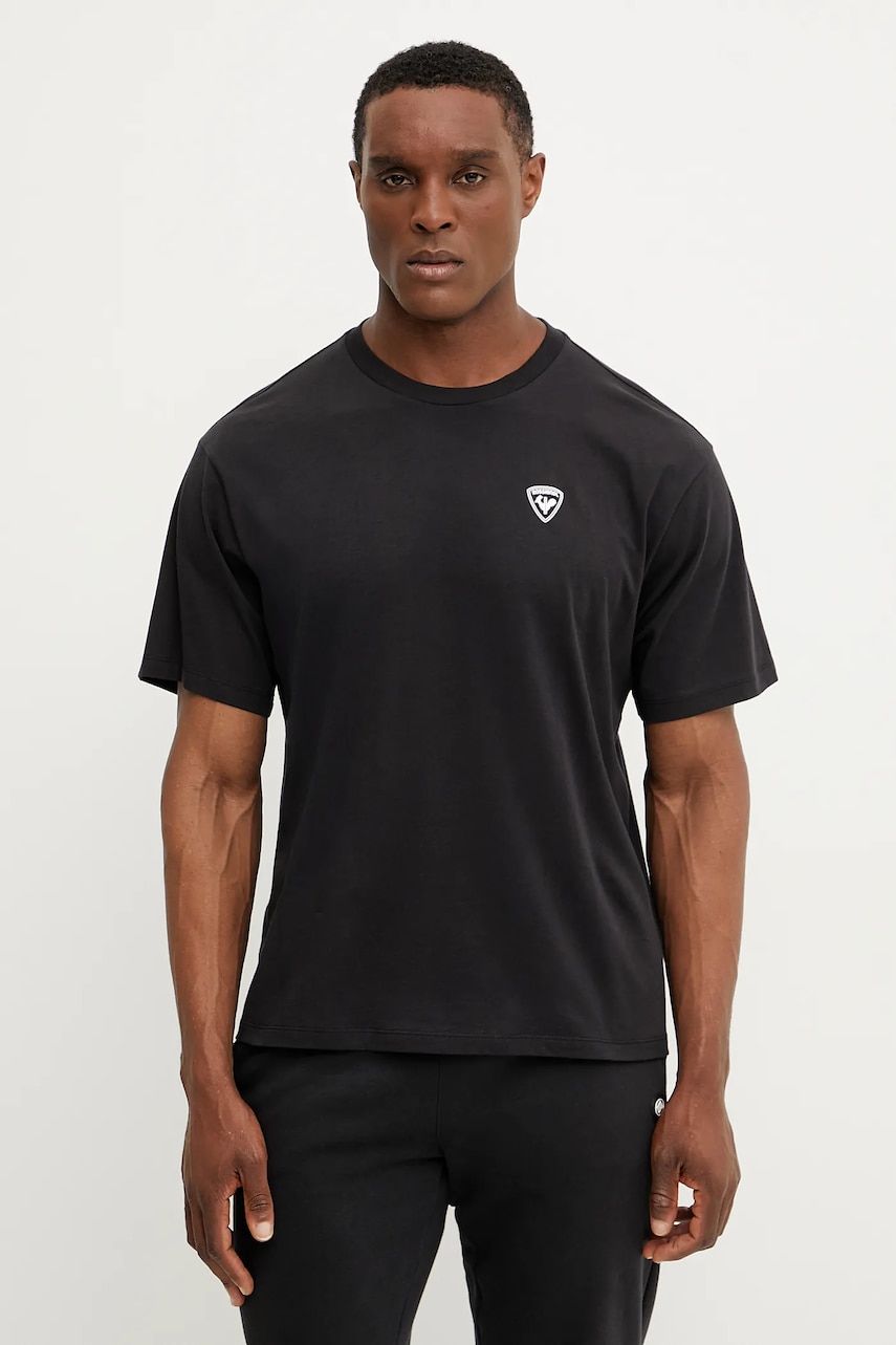 Rossignol tricou din bumbac Traye bărbați, culoarea negru, cu imprimeu, RLNMY20 Rossignol tricou din bumbac Traye bărbați, culoarea negru, cu imprimeu, RLNMY20