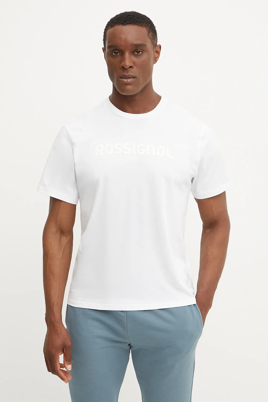 Rossignol tricou din bumbac Prarion bărbați, culoarea alb, cu imprimeu, RLNMY22 Rossignol tricou din bumbac Prarion bărbați, culoarea alb, cu imprimeu, RLNMY22