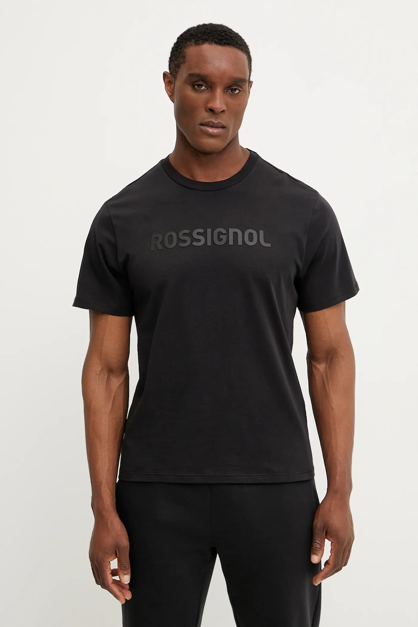 Rossignol tricou din bumbac Prarion bărbați, culoarea negru, cu imprimeu, RLNMY22 Rossignol tricou din bumbac Prarion bărbați, culoarea negru, cu imprimeu, RLNMY22