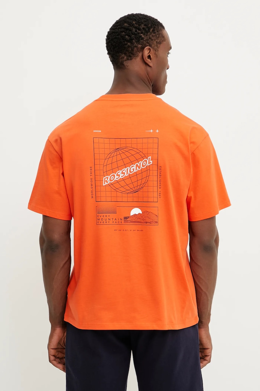 Rossignol tricou din bumbac Waterfall bărbați, culoarea portocaliu, cu imprimeu, RLNMY24 Rossignol tricou din bumbac Waterfall bărbați, culoarea portocaliu, cu imprimeu, RLNMY24