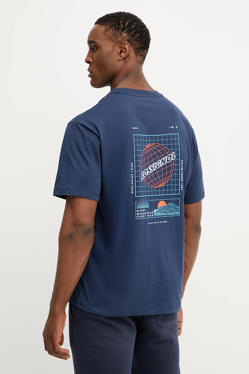 Rossignol tricou din bumbac Waterfall bărbați, culoarea albastru marin, cu imprimeu, RLNMY24