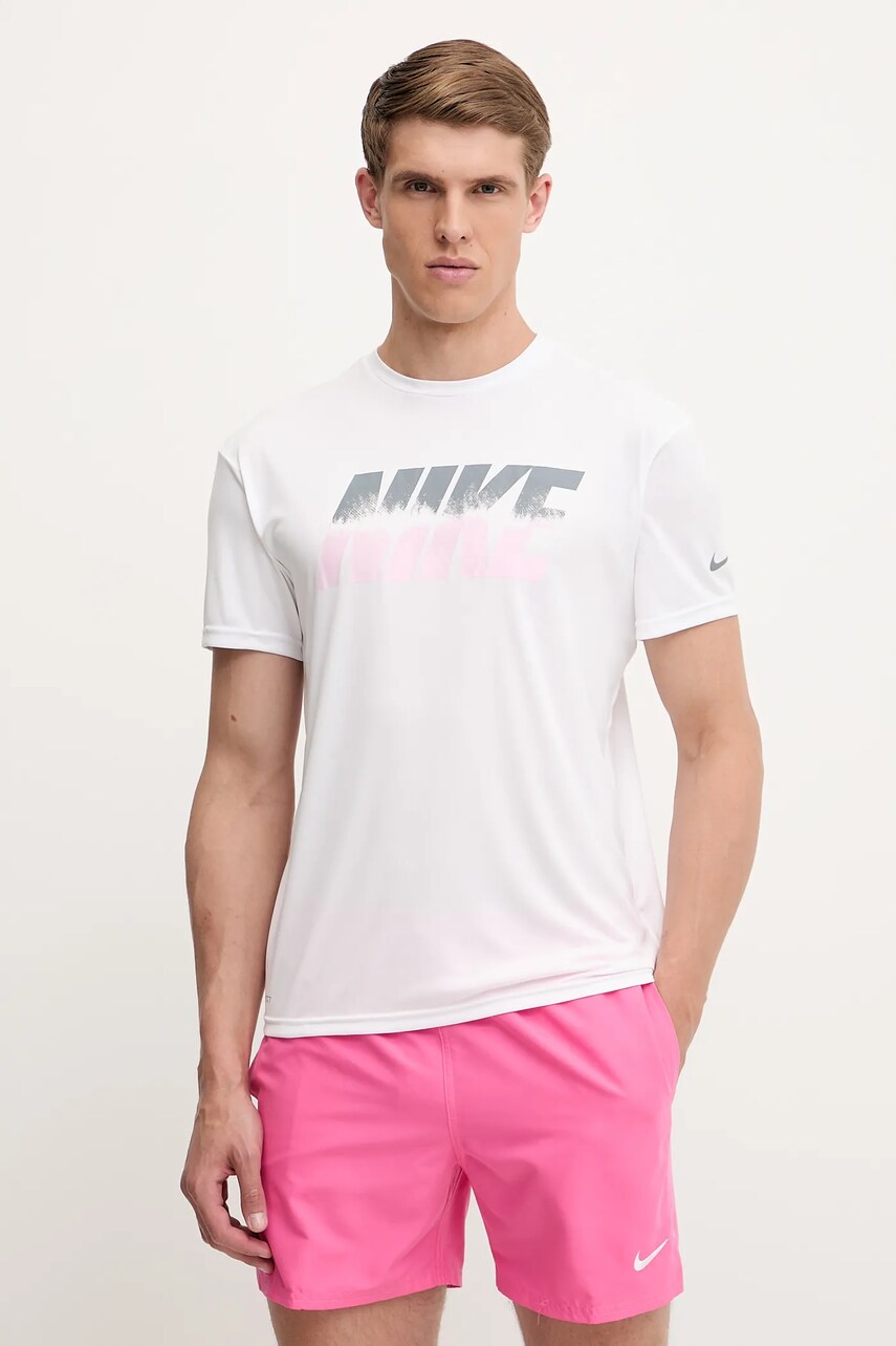 Nike tricou de înot culoarea alb, NESSF473