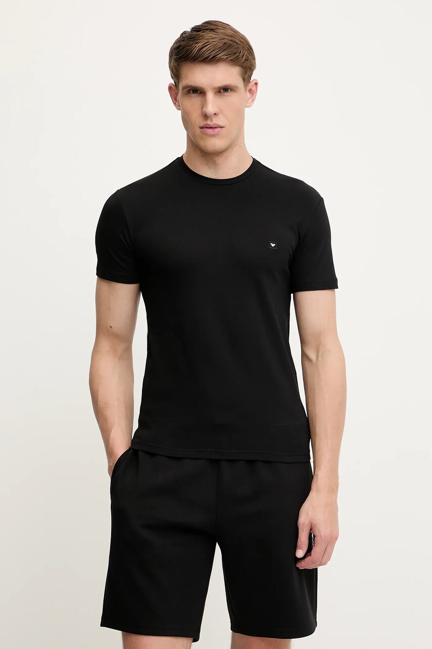Emporio Armani Underwear tricou culoarea negru, neted, EM000379 AF10785