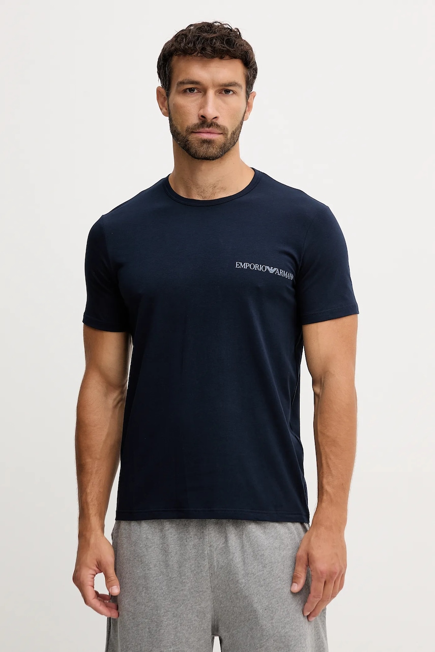 Levně Tričko Emporio Armani Underwear 2-pack pánské, bílá barva, s potiskem, EM000391 AF10779
