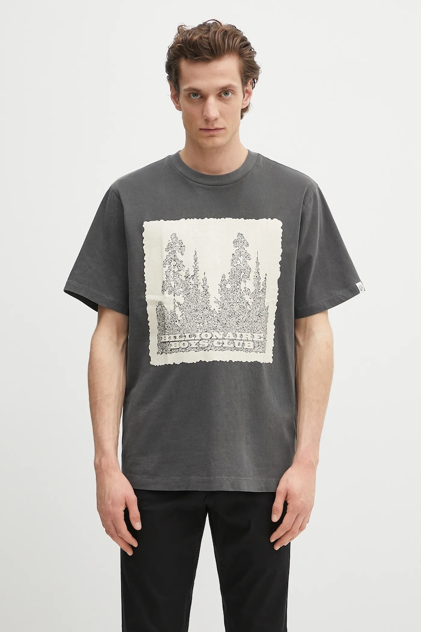 Billionaire Boys Club tricou din bumbac Wilderness T-shirt culoarea gri, cu imprimeu, B25159