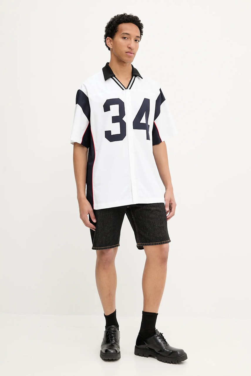 Βαμβακερό πουκάμισο AMBUSH Sports Designed Shirt ανδρικό, χρώμα: άσπρο, 12115310 φωτογραφία