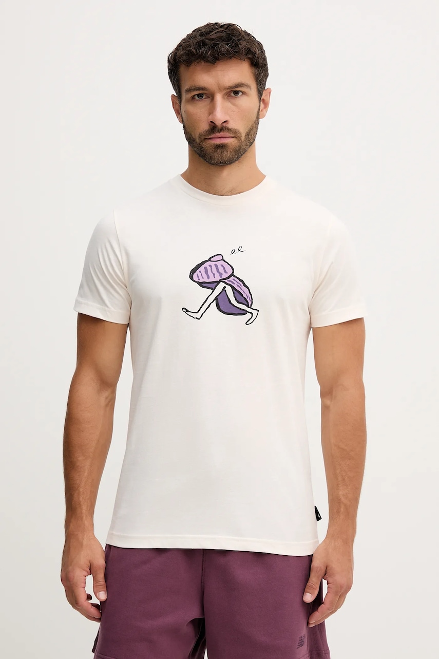 Picture tricou din bumbac Jean Julien culoarea bej, cu imprimeu, MTS1246