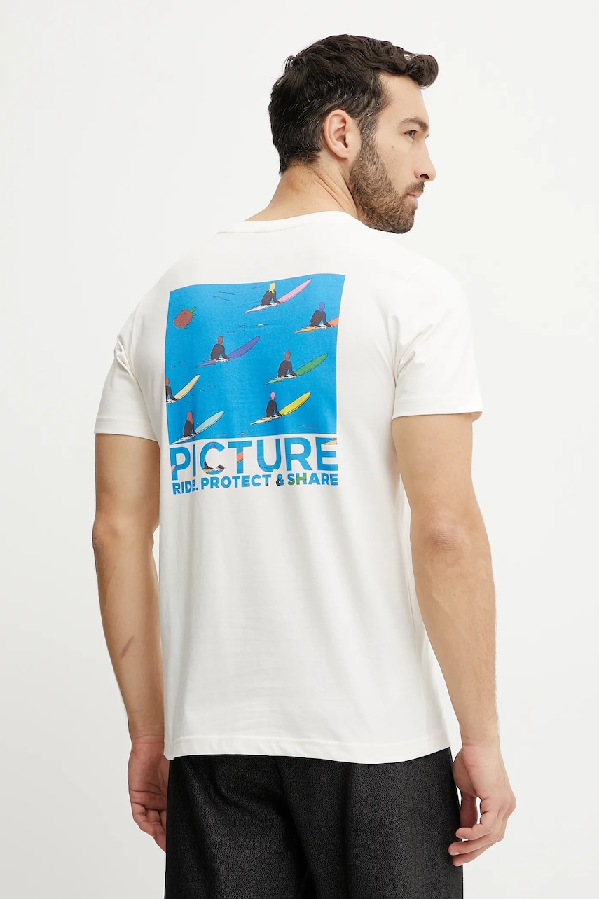Picture tricou din bumbac Simon Bailly 1 culoarea bej, cu imprimeu, MTS1251