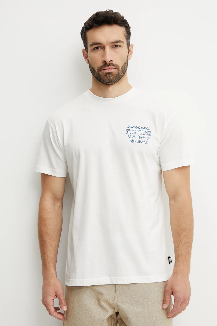 Βαμβακερό μπλουζάκι Picture Squatchy ανδρικό, χρώμα: άσπρο, MTS1268 φωτογραφία
