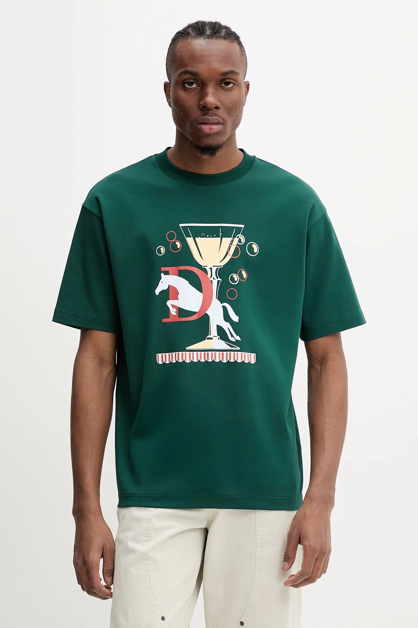 Drôle de Monsieur tricou din bumbac Le T-Shirt Polo culoarea verde, cu imprimeu, G-TS241-CO199-DGN
