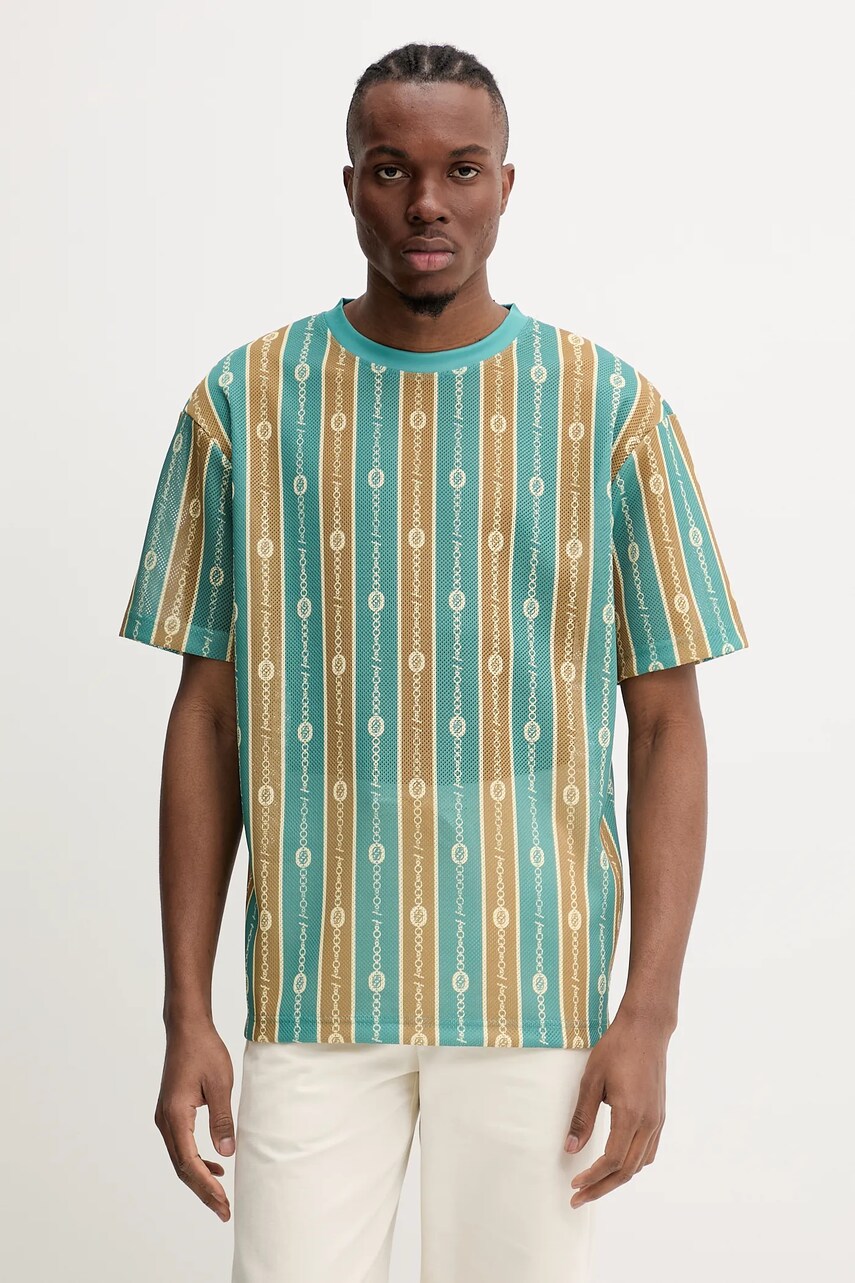Drôle de Monsieur tricou Le T-Shirt Mesh culoarea verde, cu imprimeu, G-TS252-PL162-EM