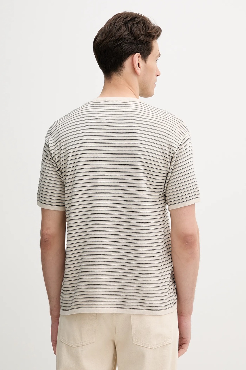 Βαμβακερό μπλουζάκι United Colors of Benetton ανδρικό, χρώμα: μπεζ, 1195K109V φωτογραφία