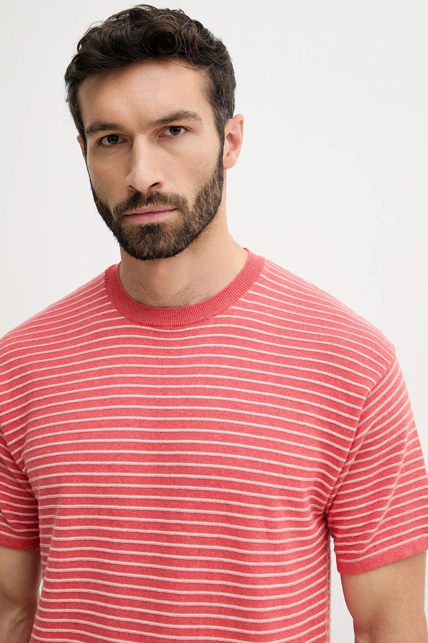 Βαμβακερό μπλουζάκι United Colors of Benetton ανδρικό, χρώμα: ροζ, 1195K109V φωτογραφία