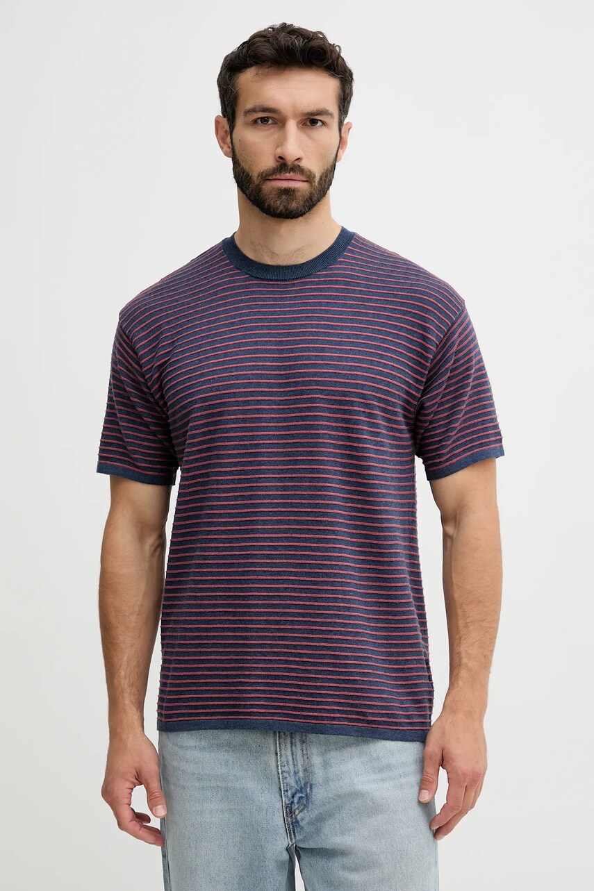 United Colors of Benetton tricou din bumbac culoarea bleumarin, cu imprimeu, 1195K109V