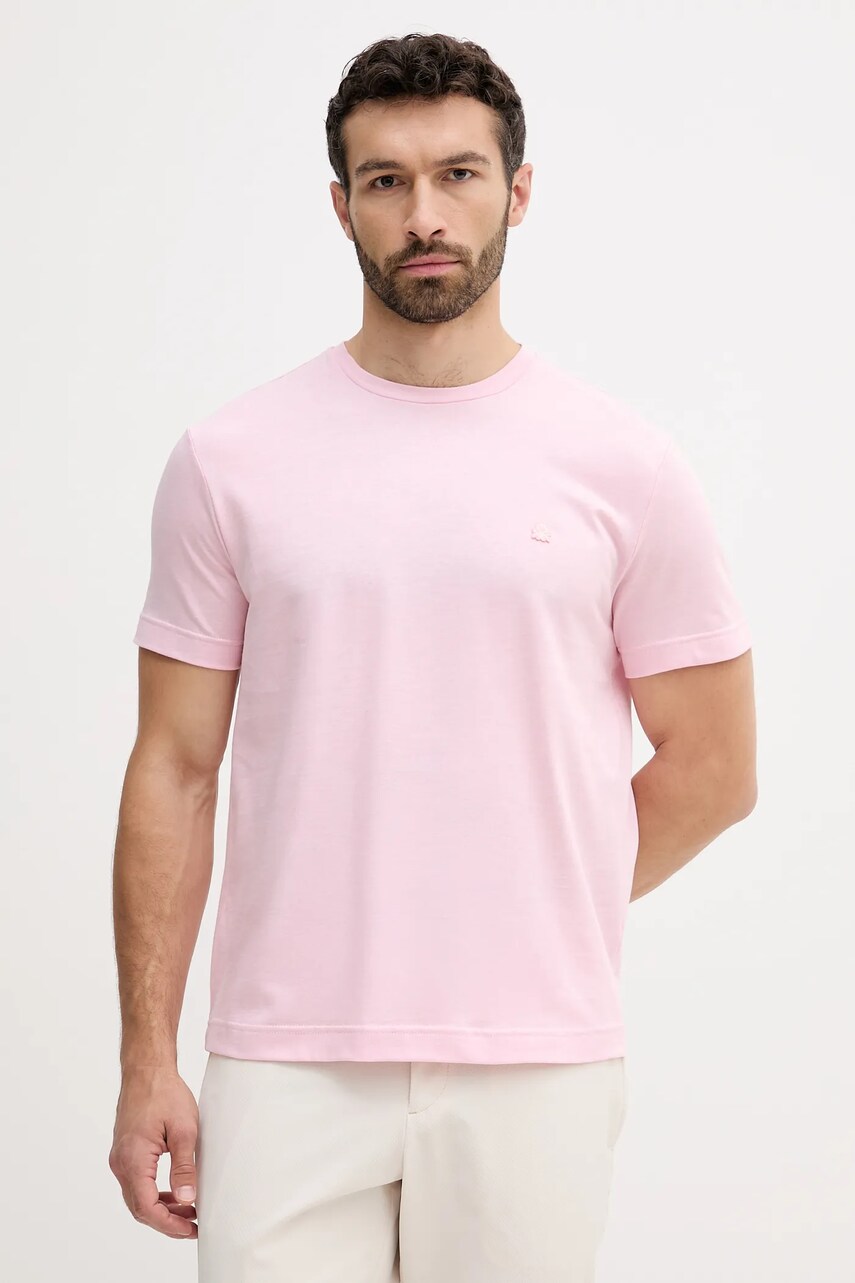 United Colors of Benetton tricou din bumbac culoarea roz, uni, 3M4WU1088
