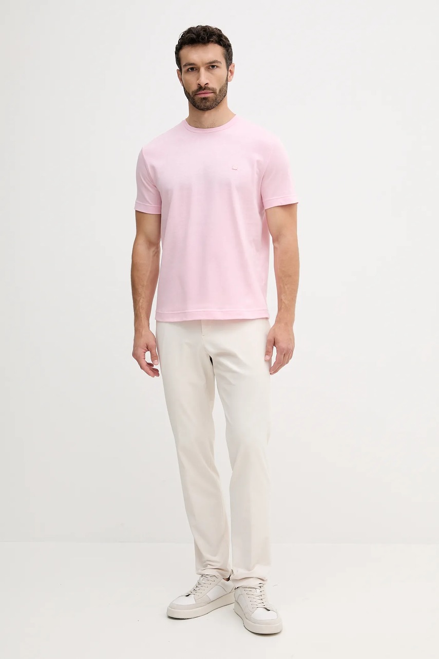 Хлопковая футболка United Colors of Benetton цвет розовый однотонная 3M4WU1088